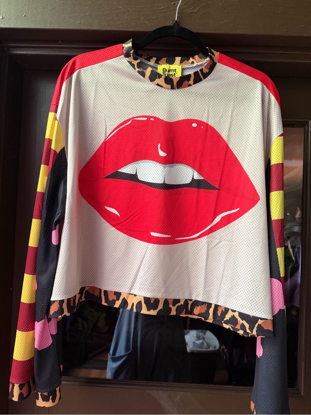 Burnt Toast Bold Red Lips Graphic Long Sleeve Top L/XL